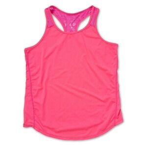 ZYIA Active Hot Pink Tank Top‎ Girls Size L Racerback Lace Sporty Athleticwear